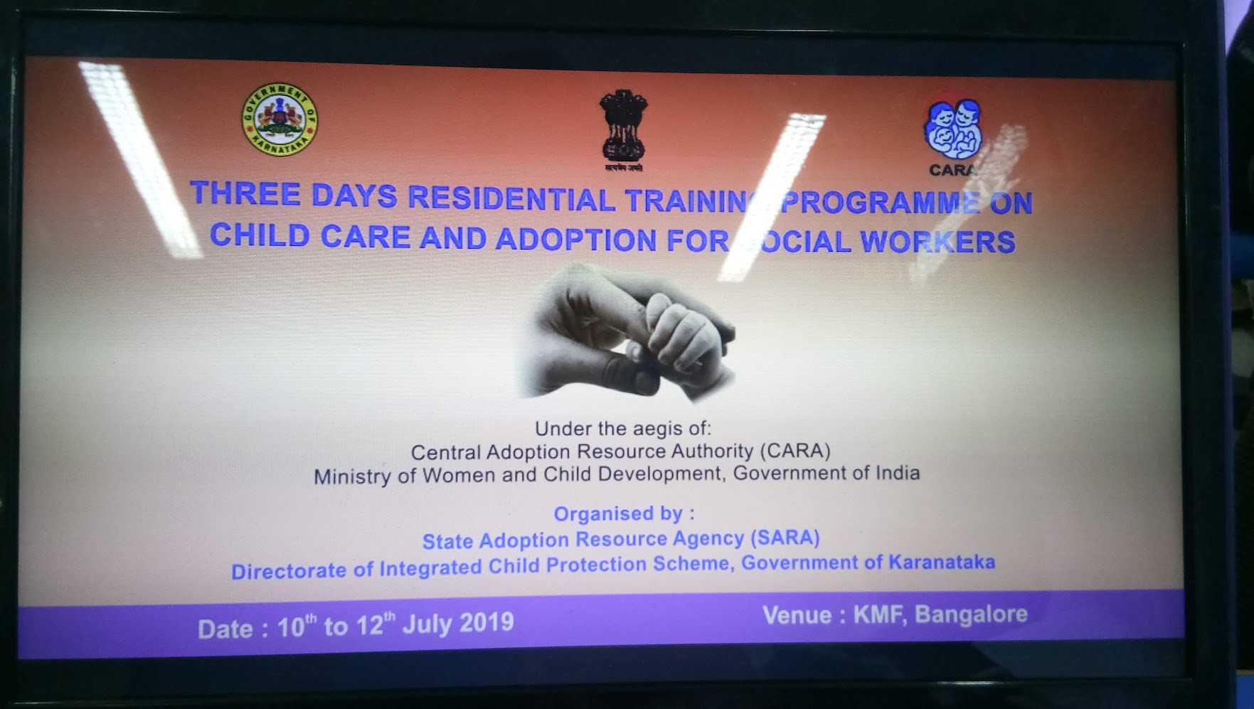 Three Days Residential Training Workshop for Social Workers of Karnataka held at Bengaluru from 10th July 2019 to 12th July 2019