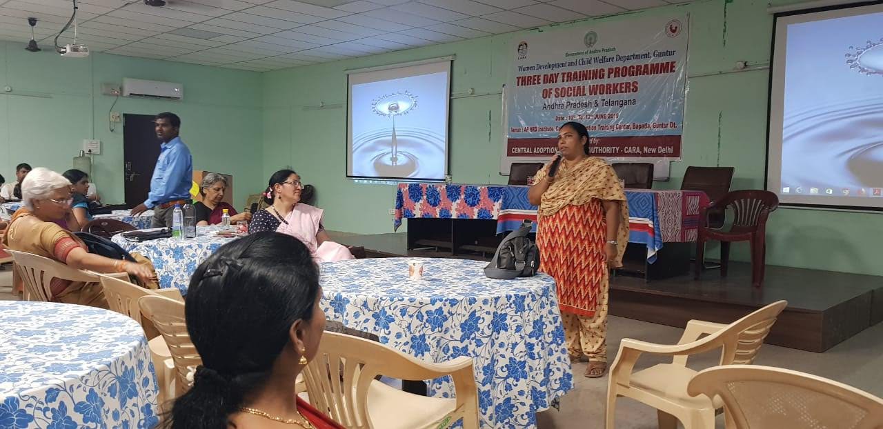 Three Days Residential Training Workshop for Social Workers of Andhra Pradesh & Telangana held at Bapatla Guntur from 10th June-12th June 2019.
